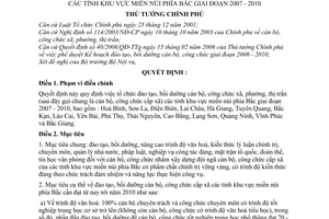 Quyết định 28/2007/QĐ-TTg đào tạo bồi dưỡng cán bộ công chức xã phường thị trấn tỉnh khu vực miền núi phía Bắc giai đoạn 2007 - 201