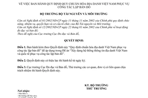 Quyết định 271/QĐ-BTNMT chuẩn hóa địa danh Việt Nam