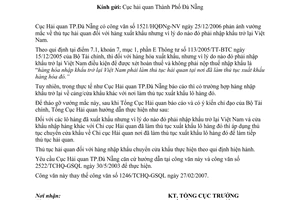 Công văn  1279/TCHQ-GSQL  thủ tục hải quan  hàng XK phải NK trở lại