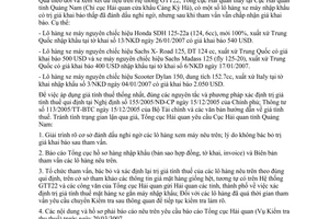 Công văn 1363/TCHQ-KTTT xác định trị giá tính thuế mặt hàng xe gắn máy nhập khẩu