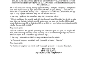 Đính chính 25/2007/CP-NN xử lý vi phạm hành chính lĩnh vực thuỷ sản đính chính Nghị định số 154/2006/NĐ-CP