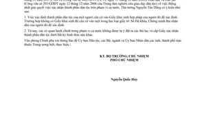 Công văn 1446/VPCP-ĐP xác nhận thành phần dân tộc