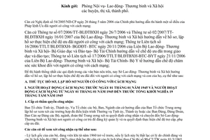 Công văn 85/SLĐTBXH-TBLS hướng dẫn thủ tục giải quyết chế độ ưu đãi