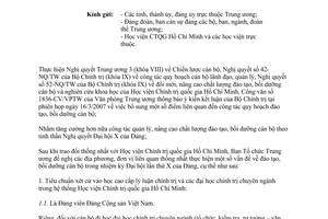 Công văn 1611-CV/BTCTW đào tạo, bồi dưỡng cán bộ