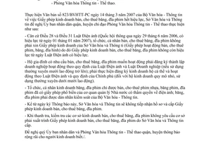 Công văn 793/CV-SVHTT  Giấy phép kinh doanh bán, cho thuê băng, đĩa phim hết hiệu lực