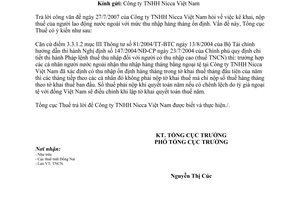 Công văn 1238/TCT-TNCN  kê khai, nộp thuế  người lao động nước ngoài với mức thu nhập hàng tháng ổn định