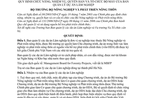 Quyết định 18/2007/QĐ-BNN chức năng nhiệm vụ quyền hạn tổ chức bộ máy Ban quản lý dự án Lâm nghiệp