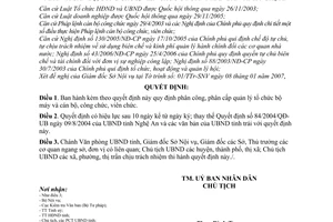 Quyết định 20/2007/QĐ-UBND Quy định phân công phân cấp quản lý tổ chức bộ máy cán bộ công chức viên chức Uỷ ban nhân dân tỉnh Nghệ An