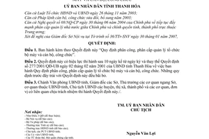 Quyết định 685/2007/QĐ-UBND Quy định phân công, phân cấp quản lý tổ chức bộ máy cán bộ, công chức