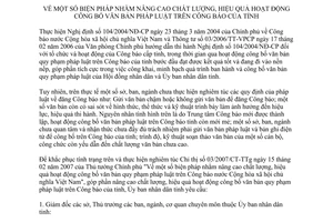 Chỉ thị 05/CT-UBND 2007 biện pháp nâng cao hiệu quả công bố văn bản pháp luật công báo Quảng Bình