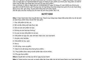 Quyết định 818/QĐ-BYT Danh mục hàng hoá nhập khẩu phải kiểm tra vệ sinh an toàn thực phẩm mã số HS