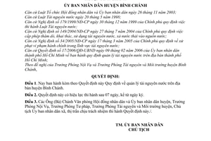 Quyết định 06/2007/QĐ-UBND Quy định quản lý tài nguyên nước huyện Bình Chánh