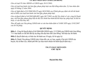 Quyết định 08/2007/QĐ-UBND công bố văn bản quy phạm hết hiệu lực Lâm Đồng