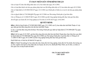 Quyết định 627/QĐ-UBND 2007 bãi bỏ 70/2002/QĐ-UBBT giá bán điện nông thôn Bình Thuận