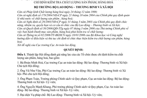 Quyết định 301/QĐ-LĐTBXH thành lập Hội đồng đánh giá năng lực tổ chức chỉ định kiểm tra chất lượng sản phẩm, hàng hoá