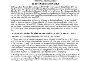 Chỉ thị 03/CT-BCN tiết kiệm điện đảm bảo cung cấp điện an toàn, ổn định mùa khô năm 2007