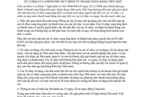 Thông tư 01/2007/TT-NHNN thanh toán bằng tiền mặt hướng dẫn thực hiện Điều 4 Điều 7 Nghị định 161/2006/NĐ-CP