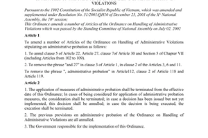 Ordinance No. 31/2007/PL-UBTVQH of the national assembly standing committee on