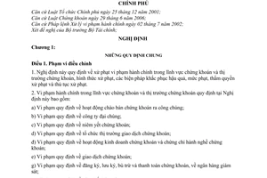 Nghị định 36/2007/NĐ-CP xử phạt vi phạm hành chính trong thị trường chứng khoán