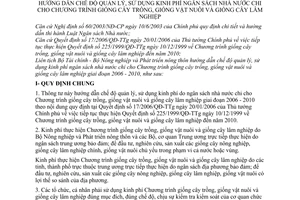 Thông tư liên tịch 15/2007/TTLT-BTC-BNN Hướng dẫn quản lý sử dụng kinh phí ngân sách nhà nước chi cho Chương trình giống cây trồng vật nuôi lâm nghiệp