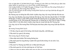 Thông báo 1359/BTM-VP điều chỉnh phân công công tác lãnh đạo Bộ Thương mại