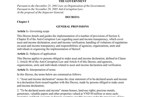 Decree of Government No.37/2007/ND-CP of March 09, 2007 on asset and income transparency