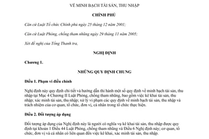 Nghị định 37/2007/NĐ-CP minh bạch tài sản, thu nhập