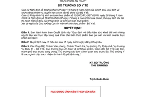 Quyết định 21/2007/QĐ-BYT Quy định điều kiện sức khoẻ người tiếp xúc trực tiếp quá trình chế biến thực phẩm bao gói sẵn ăn ngay