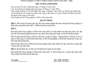 Quyết định 298/QĐ-TTg phê duyệt kế hoạch sắp xếp, đổi mới doanh nghiệp nhà nước Bộ Nông nghiệp Phát triển nông thôn năm 2007 2008