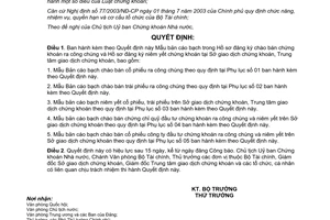 Quyết định 13/2007/QĐ-BTC Mẫu bản cáo bạch trong Hồ sơ đăng ký chào bán chứng khoán niêm yết chứng khoán tại Sở giao dịch Trung tâm giao dịch