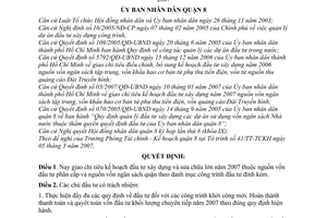 Quyết định 12/2007/QĐ-UBND giao đợt 1 chỉ tiêu kế hoạch đầu tư xây dựng sửa chữa năm 2007 quận 8