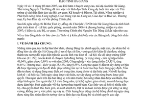 Thông báo 42/TB-VPCP kết luận Thủ tướng Nguyễn Tấn Dũng làm việc lãnh đạo Hà Giang