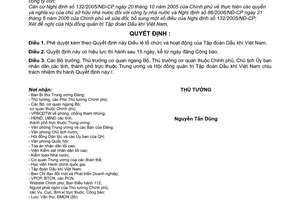 Quyết định 36/2007/QĐ-TTg Phê duyệt Điều lệ tổ chức hoạt động Tập đòan Dầu khí Việt Nam