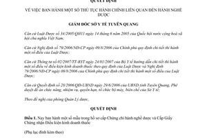 Quyết định 342/QĐ-SYT năm 2007 thủ tục hành chính liên quan đến hành nghề dược