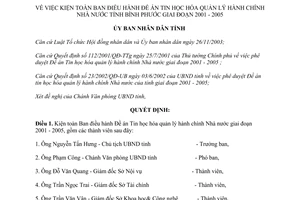 Quyết định 10/2007/QĐ-UBND Ban điều hành Đề án tin học hóa quản lý hành chính Bình Phước