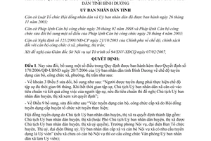 Quyết định 22/2007/QĐ-UBND chế độ tuyển dụng cán bộ công chức xã phường Bình Dương
