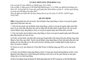 Quyết định 18/2007/QĐ-UBND  tiêu chí mở tuyến vận tải khách công cộng