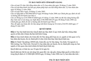 Quyết định 16/2007/QĐ-UBND quy trình cấp Giấy chứng nhận