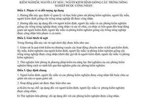 Hướng dẫn 204/HD-TT-KKNGC giám sát Phòng kiểm nghiệm, người lấy mẫu kiểm định giống cây trồng nông nghiệp được công nhận Quyết định 66/2004/QĐ-BNN