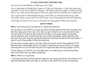 Quyết định 586/2007/QĐ-UBND nhiệm vụ quyền hạn tổ chức bộ máy Chi cục Hợp tác xã và phát triển nông thôn Phú Thọ