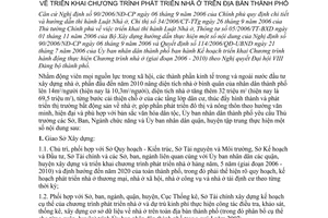 Chỉ thị 07/2007/CT-UBND triển khai Chương trình phát triển nhà địa bàn Hồ Chí Minh