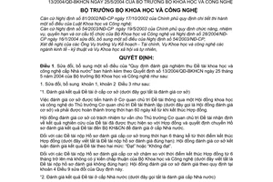 Quyết định 04/2007/QĐ-BKHCN sửa đổi Quy định đánh giá nghiệm thu Đề tài khoa học công nghệ cấp Nhà nước hướng dẫn Quyết định 13/2004/QĐ-BKHCN