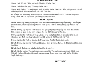 Quyết định 318/QĐ-TTg năm 2007 thành lập trường Đại học Hà Tĩnh