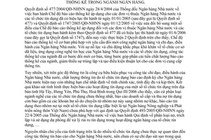 Chỉ thị 02/2007/CT-NHNN tăng cường biện pháp nâng cao chất lượng báo cáo thống kê ngành Ngân hàng