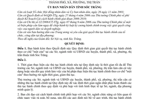 Quyết định 11/2007/QĐ-UBND thời gian giải quyết thủ tục hành chính