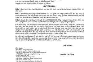 Quyết định 38/2007/QĐ-TTg tiêu chí, danh mục phân loại doanh nghiệp 100% vốn nhà nước