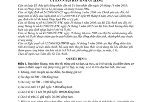 Quyết định 13/2007/QĐ-UBND khung, mức thu phí trông giữ xe đạp máy ô tô tỉnh An Giang