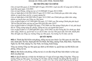 Quyết định 16/2007/QĐ-BTC thành lập Đội Kiểm soát phòng chống ma tuý thuộc Cục Hải quan tỉnh liên tỉnh thành phố