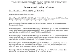 Quyết định 34/2007/QĐ-UBND Đơn giá duy trì sửa chữa hệ thống thoát nước đô thị