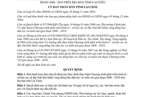 Quyết định 06/2007/QĐ-UBND phát triển kinh tế xã hội các xã đặc biệt khó khăn 2006 2010 Lai Châu
